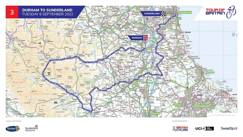 Tour of Britain stage three route map